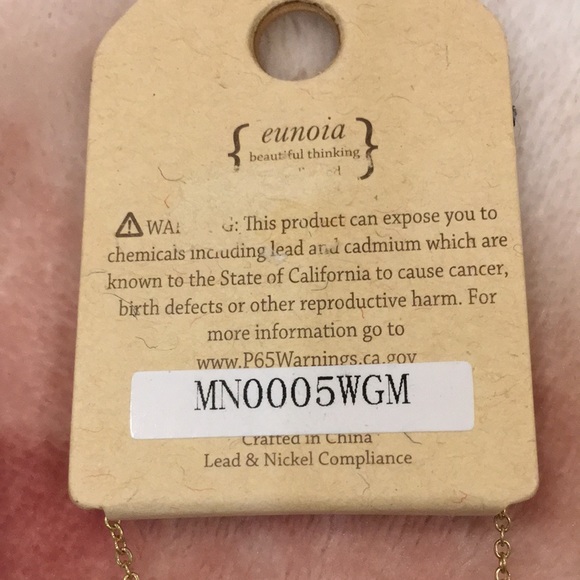 Pretty Gold Statement Necklace by Eunoia NYC NWT 36” - Picture 6 of 8